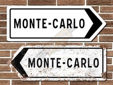 Monte Carlo Metal Road Sign Vintage French Street Sign Garage Sign Man Cave