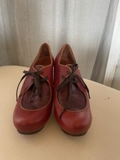 Chie Mihara UK 5 EU 38 Chunky Heeled Lace Up Boot Shoes In Red, Burgundy Leather