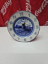 Dutch Delft Blue Holland  Windmill Mechanical Mantle Clock 