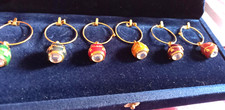 Faberge 6 Egg Wine Charms In