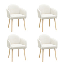 Set of 4 Beige Boucle Carver Dining Chairs - Claudia BUN/CLA003/93872