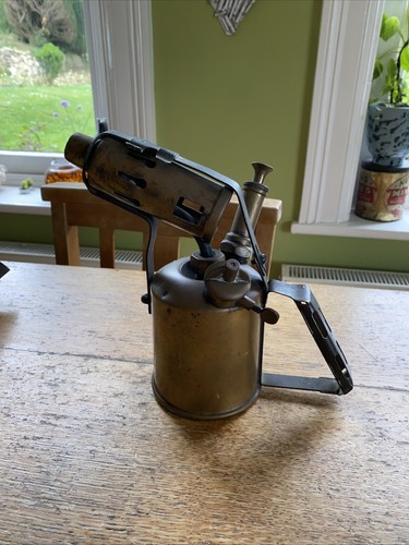 Vintage brass blow torch lamp - brass, torch/lamp
