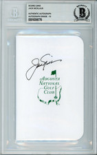 Jack Nicklaus Signed Augusta Score Card Beckett Authentic Autograph BAS 10