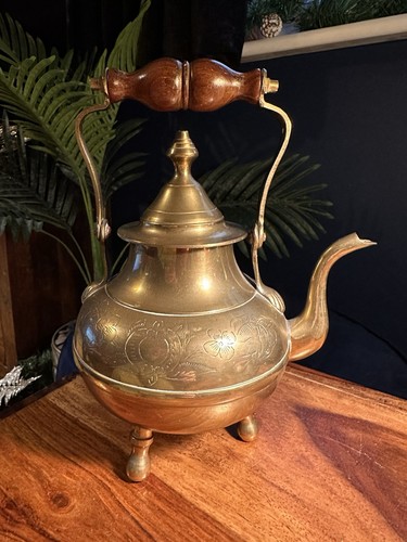 Antique brass kettle with - kettle,
