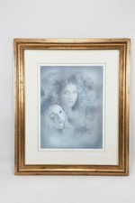 C23V02- Print Portrait of a Woman with Mask Venezia Indistinctly Signed 