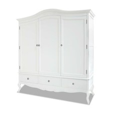 Juliette White Triple Wardrobe Large French 3 Door Wooden Wardrobe QUALITY