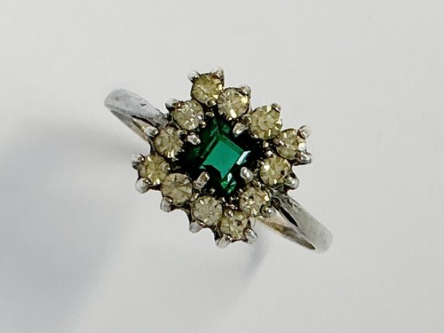 Antique gold silver emerald - &,
