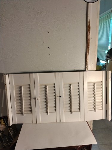 Vtg french louvered wooden - louvered,