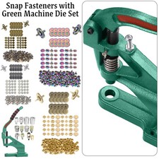 Green Machine Hand Press with Snap Fasteners Popper Studs Kit Crafts Cards Bags