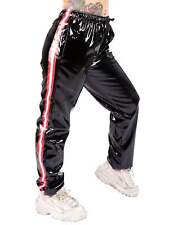 Honour Shiny PVC Tracksuit Trousers in Black with Red Strip