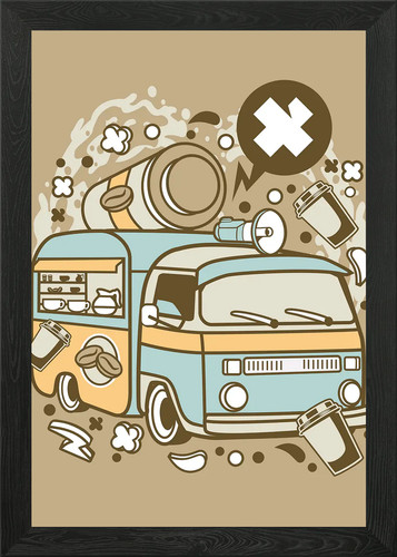 Coffee van framed - van, art