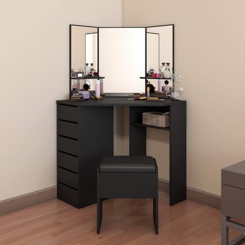Wooden corner dressing table - dressing,
