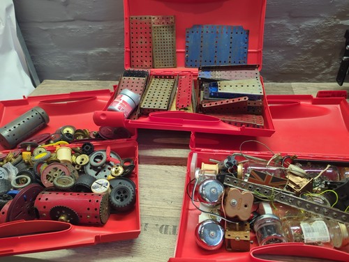 Meccano case vintage red - vintage, x3