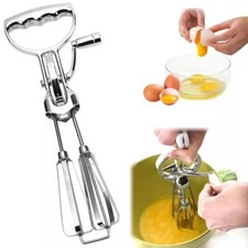 Hand Crank Egg Beater Stainless Steel Rotary Hand Whisk Manual Egg Mixer UK