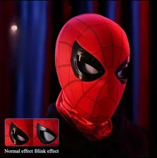 Spiderman* Helmet Eye Closing Mask Blinking Eyes Chin-Activate  Red  Mask