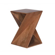 Solid Mango Wood Twisted Side Table – Handcrafted Accent & Bedside Stand
