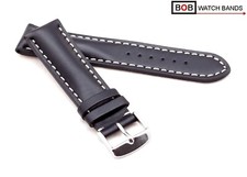 BOB GENUINE LEATHER WATCH BAND Compatible with Breitling Black Choice: 18, 20, 22, 24mm