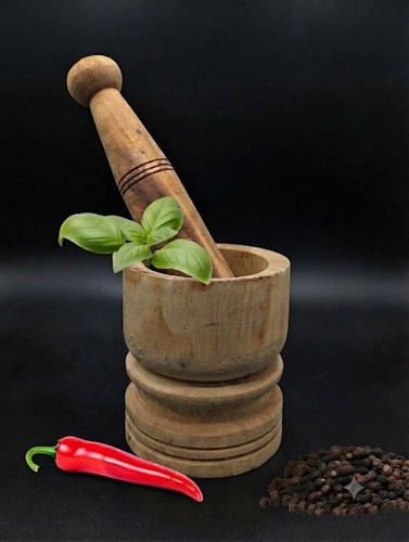 Wooden mortar pestle set - wooden, &