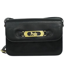 CELINE Carriage Metal Fitting Leather Shoulder Bag Black Gold