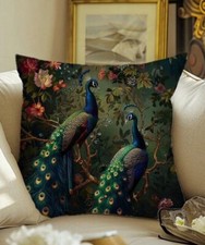Green Peacock Feather TROPICAL PRINT  CUSHION COVER 45 X 45 Room Decor