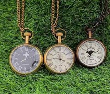 Lot of 3 Watch vintage pocket Collectible Antique Brass Pocket Watch GIFT
