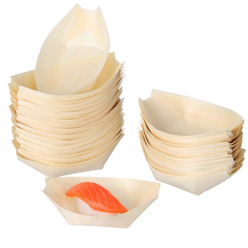 Pcs wooden sushi boat snack - wooden,