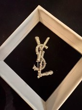 YVES SAINT LAURENT Gold Tone Brooch Pin - USED Pre Owned