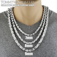Guaranteed 925 Sterling Silver Thick Heavy & Solid Rope Chain Necklace
