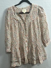 Maeve Anthropologie Women’s Paccia Tunic Top Size XS Button Down Geometric Print
