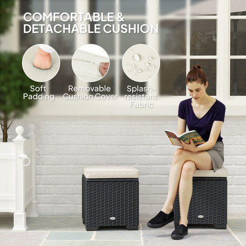 Rattan footstool storage - rattan,