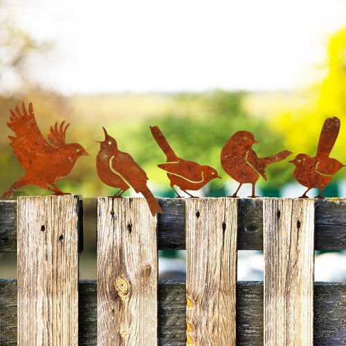 5pcs metal bird garden - metal,