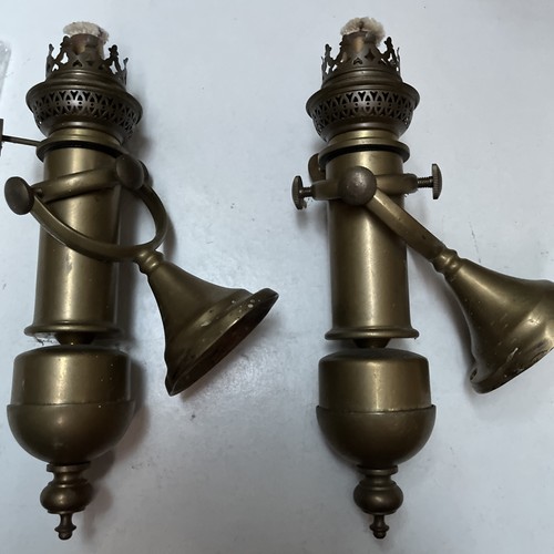 Pair vintage brass ships - of,