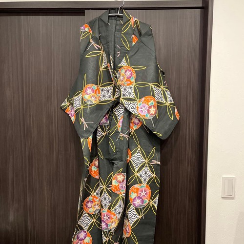 Yukata deep green floral - yukata,