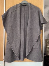 ZARA WOMAN STUDIO 100% WOOL grey cape jacket cardigan cloak size M 14 16 capsule