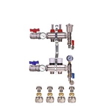 Underfloor Heating Manifold 2 Port Kit With Temp Gauge with 16mm x 2mm Euros