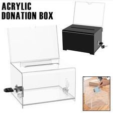 Acrylic Donation Box with Lock and Sign Holder Ballot Suggestion Box Voting Box