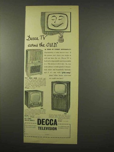 1956 decca television dm4 - decca, ad