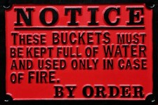 Railway Fire Buckets Vintage style Metal Sign NB - printed & smooth not embossed