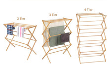 Bamboo Clothes Airer Folding Horse Laundry Drying Rack Wooden Indoor Dryer Stand