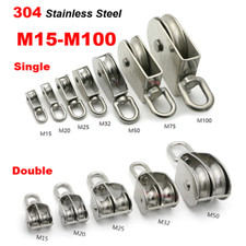 Swivel Pulley Wheel 304 Stainless Steel Wire Rope Pulley Block Rigging M15-M100