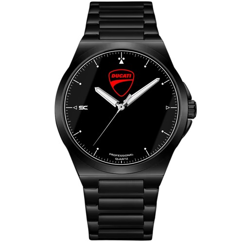 Black steel wrist watch - black,