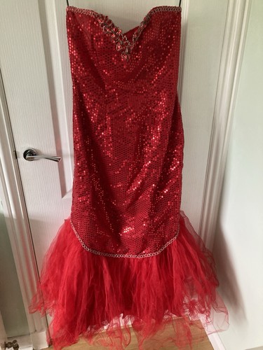 Red sequin strapless