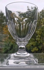 Vintage/Antique ? Square Foot/Base Petal/Panel Cut Heavy Wine Glass/Goblet