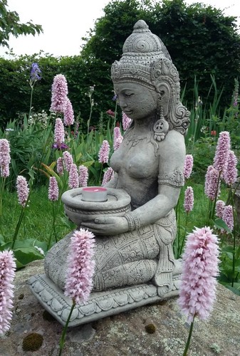Stone garden praying geisha - stone,
