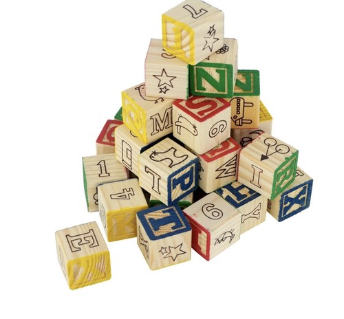 Wooden abc 123 building blocks - wooden,