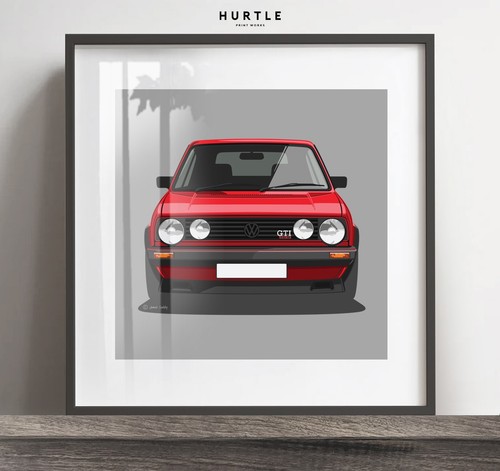 Golf mk2 gti poster print - vw,