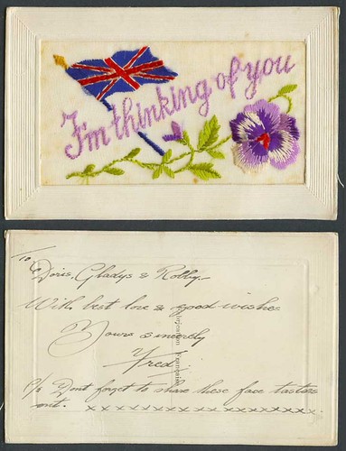 Ww1 silk embroidered old - ww1,