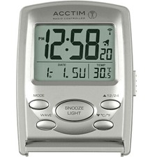Acctim Vista Digital Travel Alarm Clock Radio Controlled Date & Temp Folding