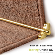 Pack Of 13 Brass Stair Rods 70cm Width Easy To Fit Stair Carpet Runner Bars