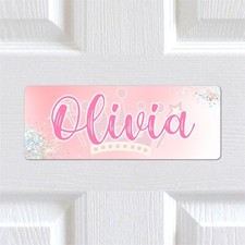 Personalised Any Name METAL Princess Crown Bedroom Door Sign Plaque. Girls Kids